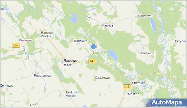 mapa Kolonia Radowo Małe, Kolonia Radowo Małe na mapie Targeo